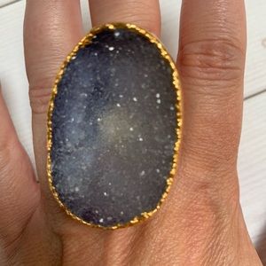 Sparkly blue druzy ring